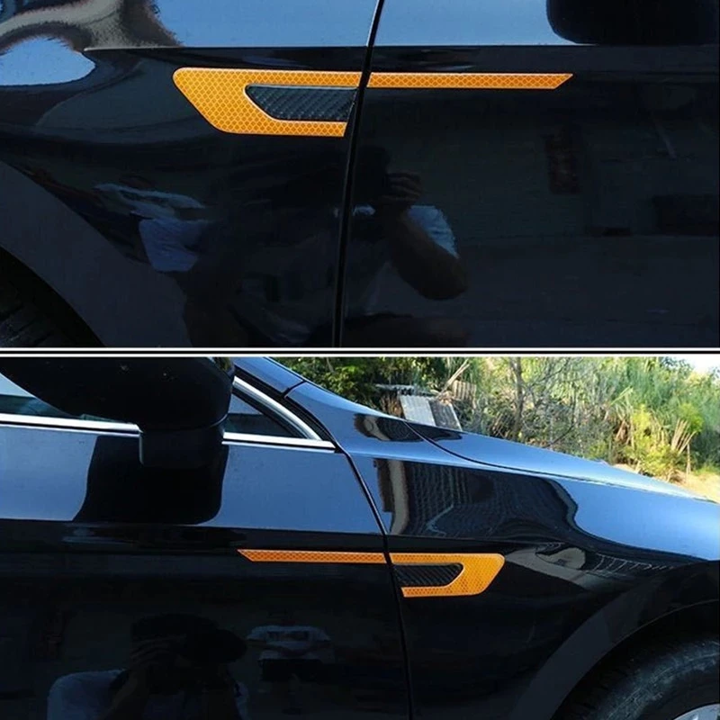 

2 pieces/set of car reflective stickers, safety warning strips, door modification stickers, 3D carbon fiber personalized car sti