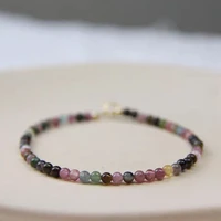2022 new handmade 3mm colorful beads bracelet women natural tourmaline beads bracelet