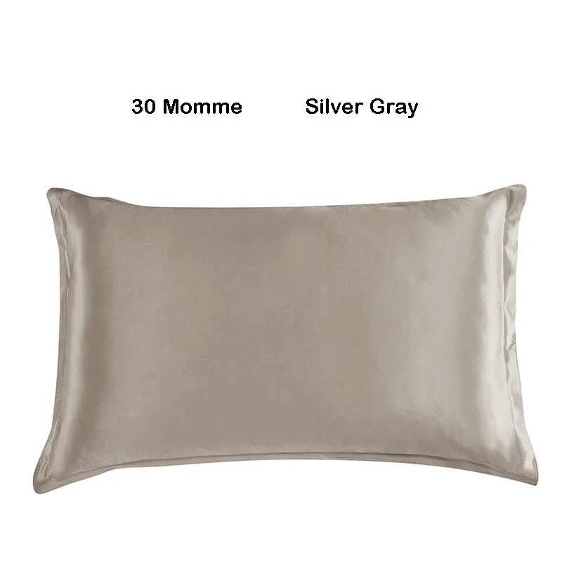 Silver Gray 1 piece Чехол для подушки из шелка тутового шелкопряда для волос и кожи, размер королевы 20* 30in 30 Momme, чехол для подушки, шелковые наволочки с застежкой-конвертом - Цвет: Silver Gray 1 piece