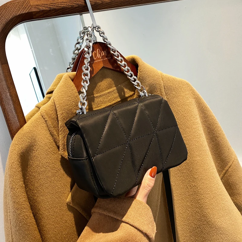 

Simple Fashion Shoulder Bag Lady Luxury Small Oxford Handbags Thread Chains Brand Designer PU Leather Crossbody Bags For Women