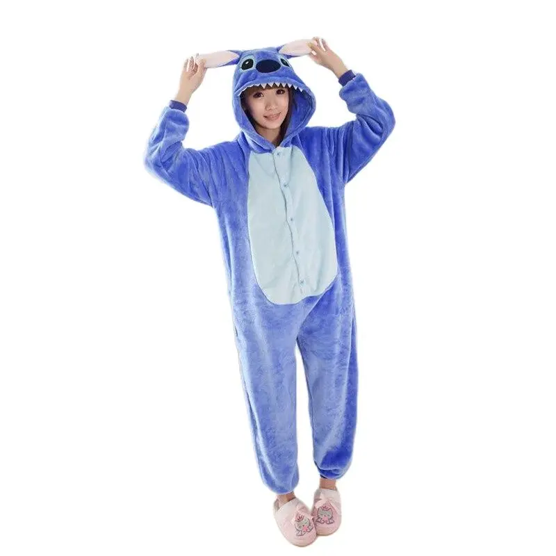 Kigurumi Пижама для взрослых голубая стежок косплея животных унисекс Аниме Косплей