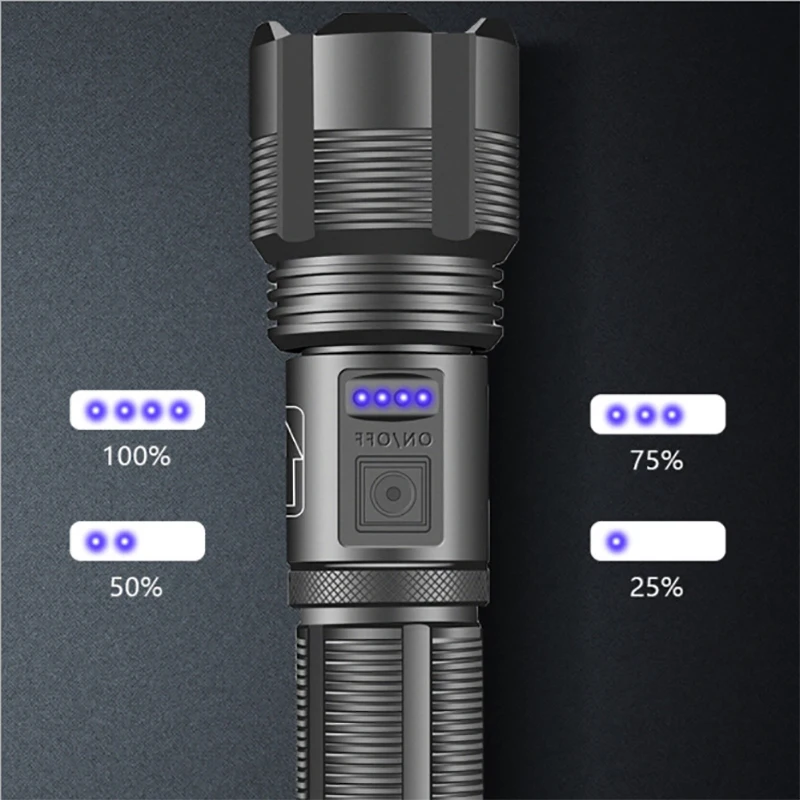 USB Перезаряжаемый Фонарик XHP50 фонарик с увеличением дисплей мощности для