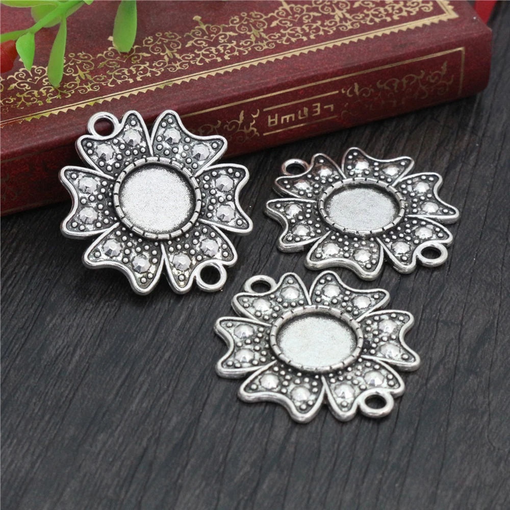 8 шт 12 мм Внутренний размер Античная Посеребренная бронза контактный стиль