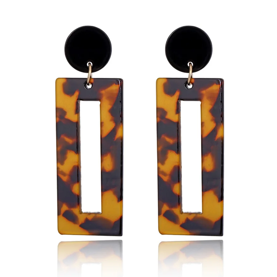 

Oversized European and American Big Leopard Pattern Earrings Acrylic Circle Geometric Earrings Square Fashion Exaggerated