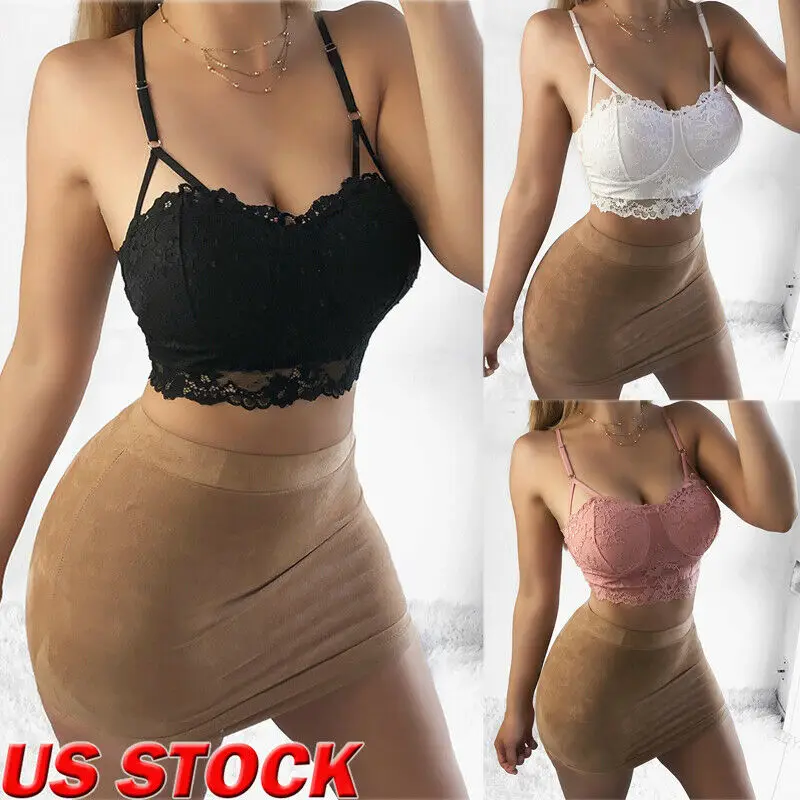 

Meihuida Women Sexy High Quality Solid Lace Sleveeless Bra Top Vest Cocktail Club Ladies Big chest Top Club Party Streetwear