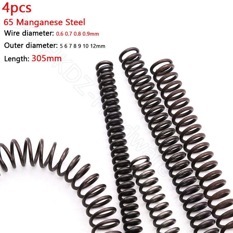 Компрессионная пружина 305 мм нажимная из марганцевой стали 65 Mn проволока