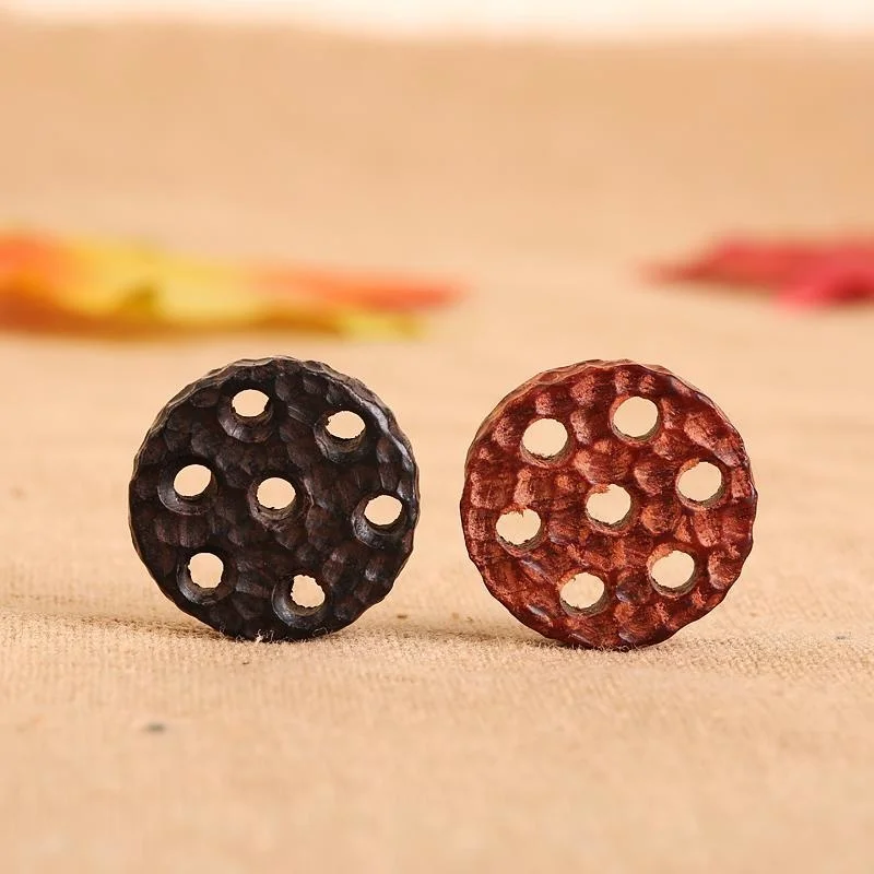 

Black Sandalwood Hand-carved Lotus Pendant Carving DIY Jewelry Car Key Chain Pendant Ke Sandalwood Safety Ring Pendant