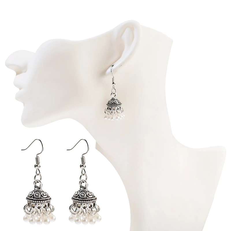 Винтажные Серебристые серьги-колокольчики с жемчужинами и кисточками для женщин