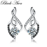black awn silver color female earring fashion jewelry vintage wedding stud earrings for women t006