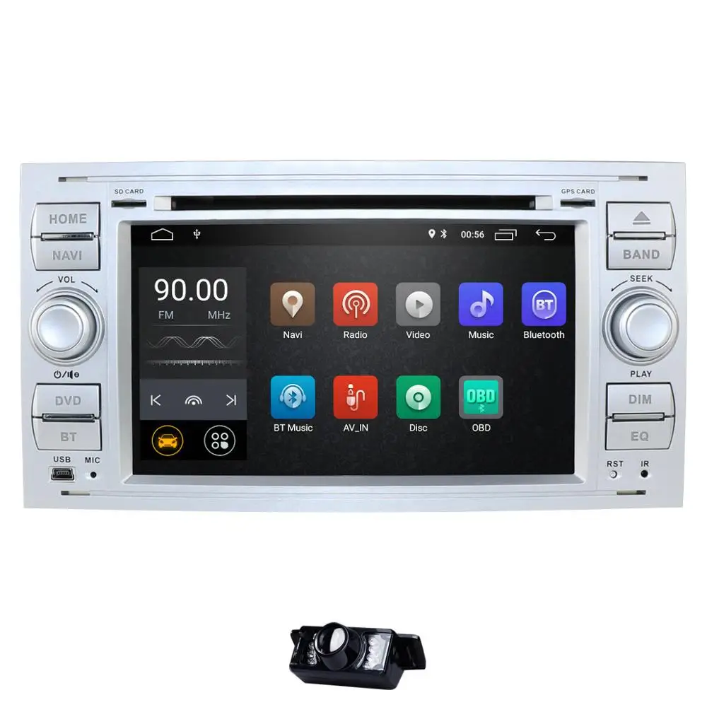 Ips DSP 2 din Android 9 автомобильный радиоприемник мультимедиа для Ford Focus 2 3 mk2 Mondeo 4 Kuga Fiesta Transit подключение S-MAXC-MAX - Цвет: Silver ADD CAM2