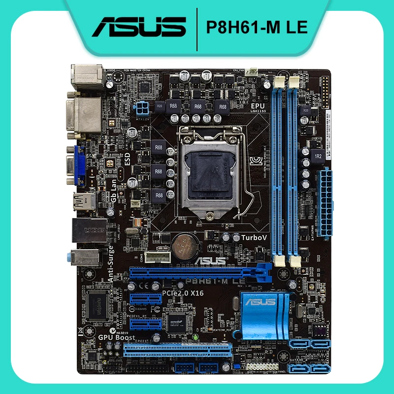 ASUS P8H61-M LE Оригинальное P8 H61 м PC материнская плата LGA 1155 гнездо uATX DDR3 VGA HDMI DVI 16 ГБ