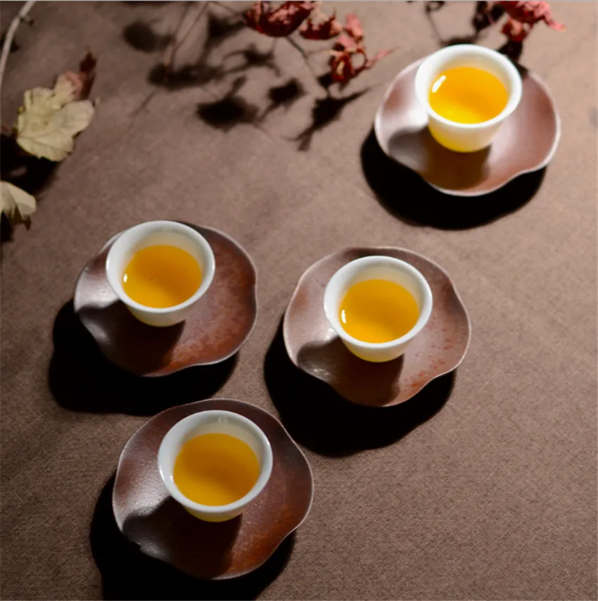 

Knead by hand 9x1.4cm Quality Brown stoneware china Hard ceramic kung fu tea set saucer pottery Japan european coffee saucer