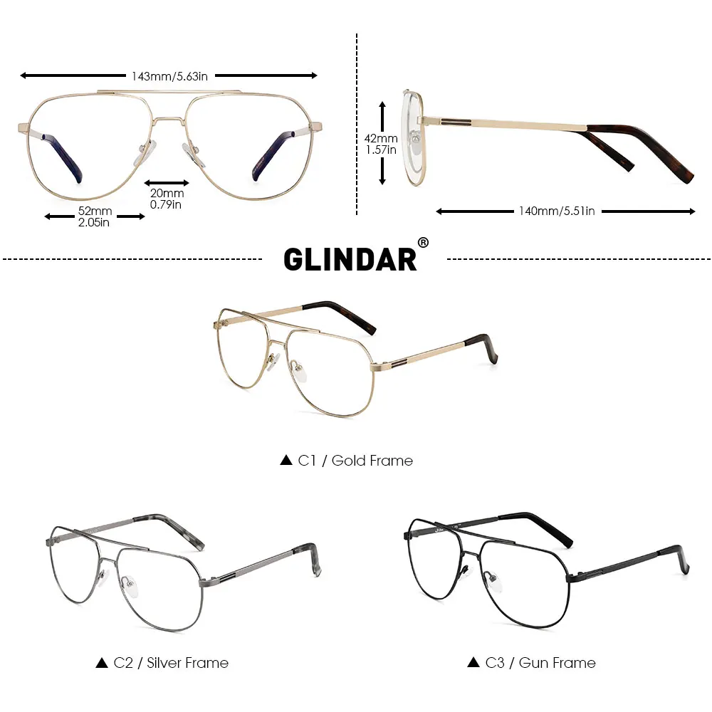 

Double Bridge Blue Light Glasses Men Women Vintage Computer Gaming Protective Glasses