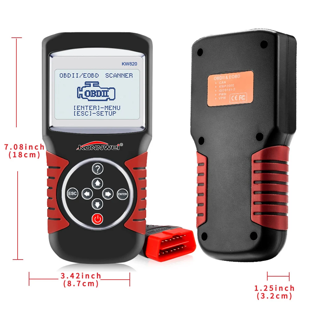 KONNWEI KW820 Авто EOBD OBD2 OBDII сканер диагностический инструмент двигатель код ошибки читатель автомобильный диагностический сканер инструмент