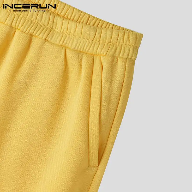 

2021 New Pants Leisure Streetwear Retro Style High-end Men's Loose Solid Color Comfortable Yellow Sport Trousers S-5XL INCERUN