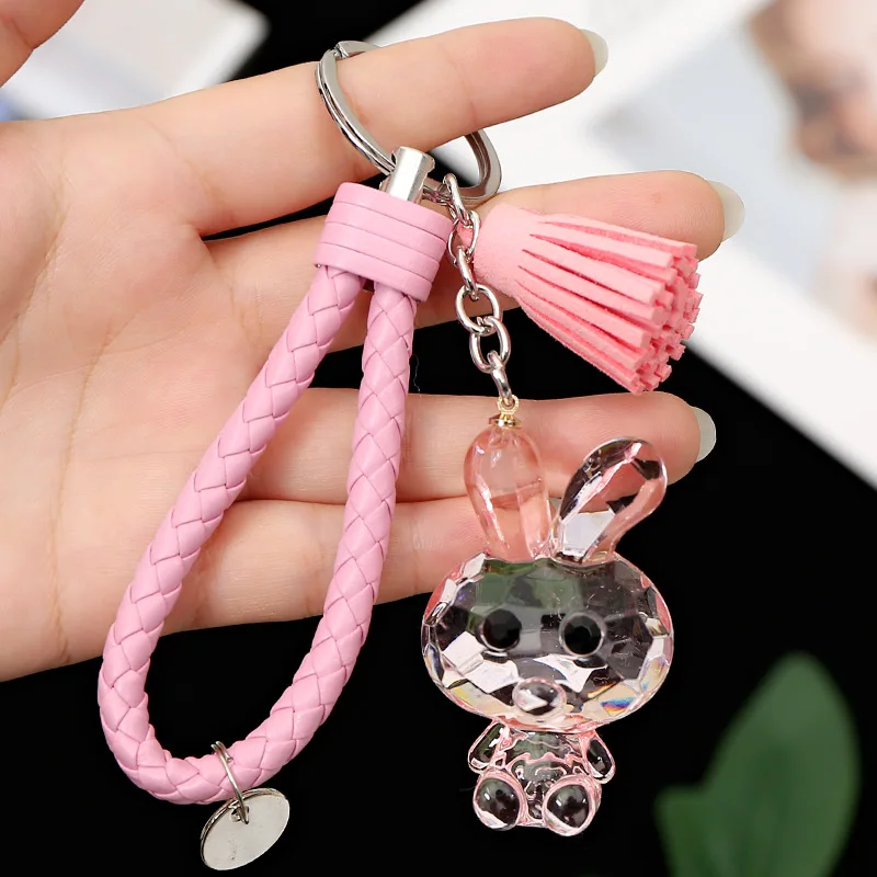 Милый брелок с кроликом прозрачная кукла кристалл кролик ремешком на руку сумка