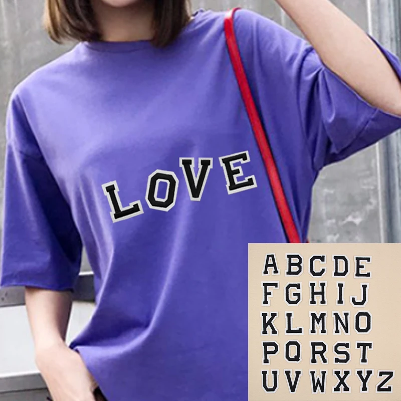 Нашивка для сумки сделай сам Приклеивание обуви утюгом вышитая черная буква