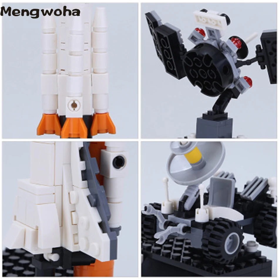 

381pcs Spaceport Shuttle satellite Rocket Building Blocks City Space car figures Bricks Educational Toys For Children