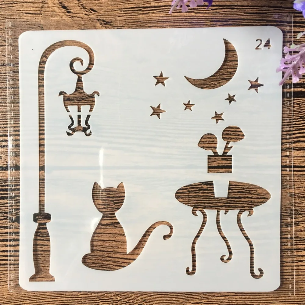 2 шт./лот 13 СМ Кот дорожный знак свет луна DIY ремесло наслоение трафареты живопись