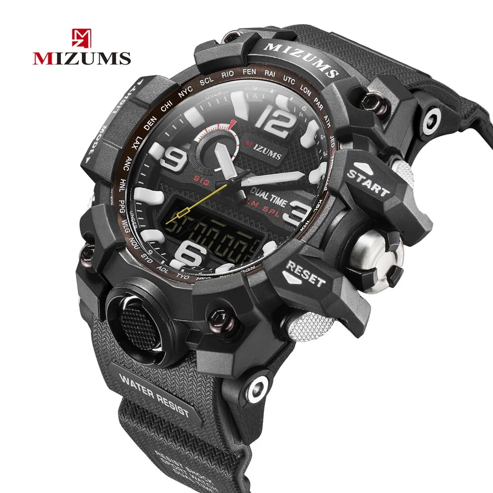 MIZUMS LED Digital Analog Sport Watch Men Chronograph Military Men's G Style Fashion Sports Watches Man Ourdoor Male Wristwatch |