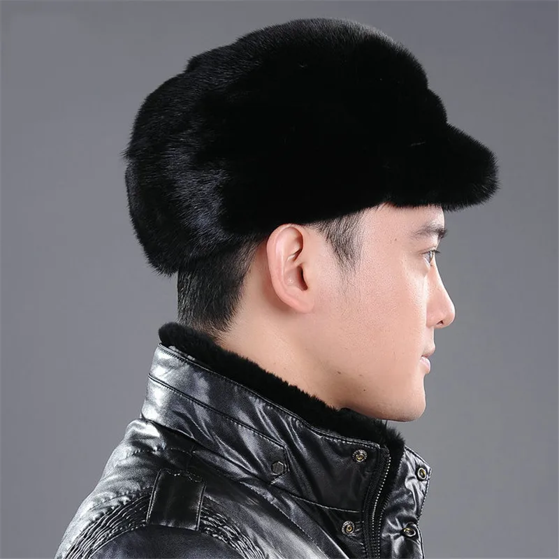 Новая осенне зимняя мужская шапка из норкового меха с плоским верхом теплая