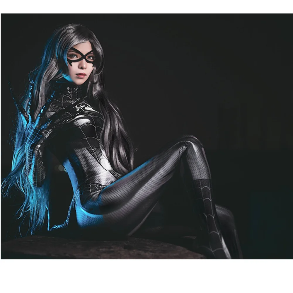 Черный кот Symbiote Spider Girl 3D принт спандекс женский костюм паука Косплей Zentai боди для взрослых детей Высокое качество
