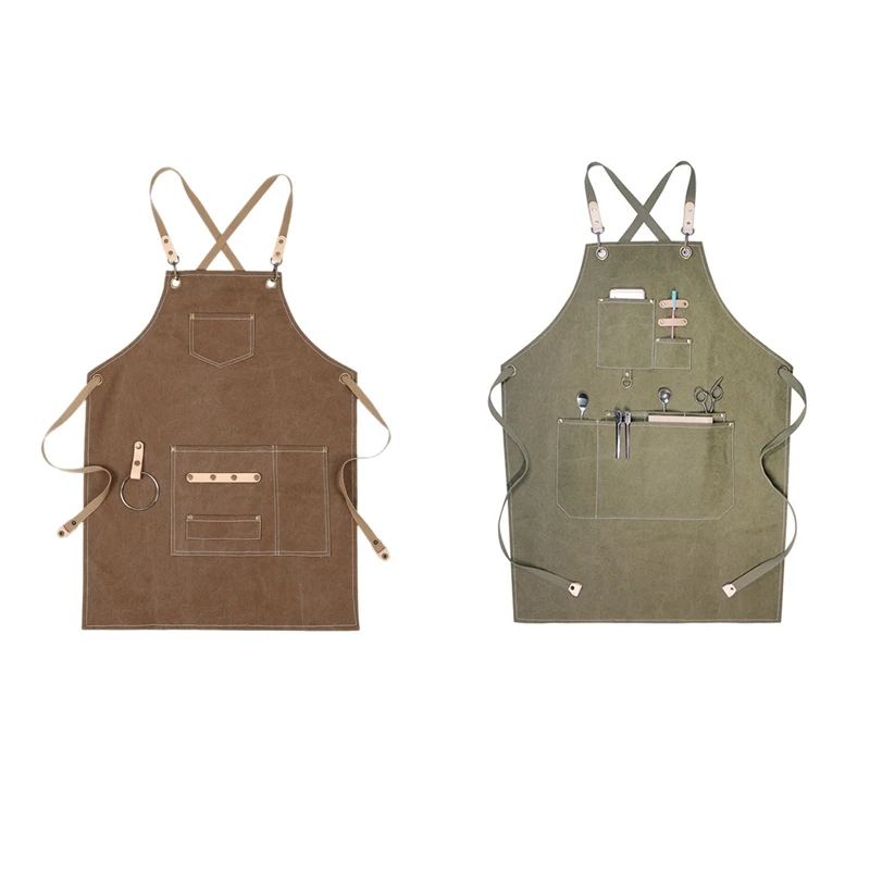 

Полотняный фартук для шеф-повара, кухонный, хаки и зеленый цвета, 2 шт.