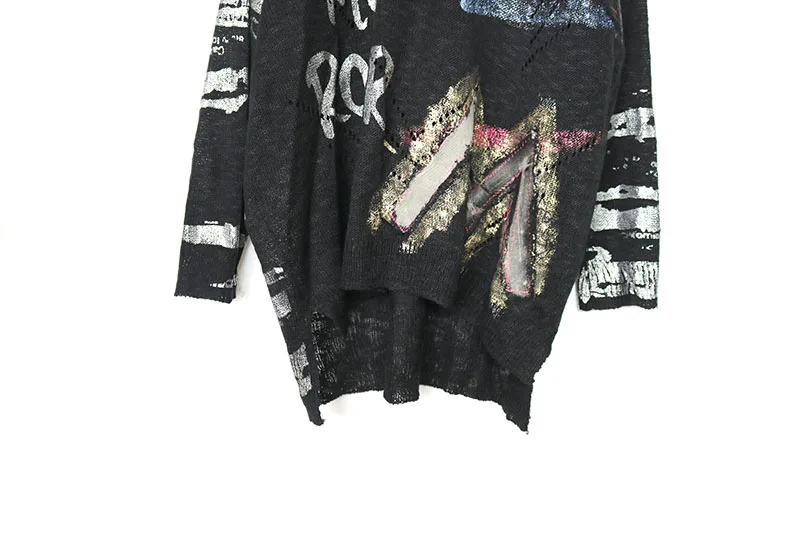 Объемной надписью тонкий свитер для женщин одежда 2019 Модные свободные размера