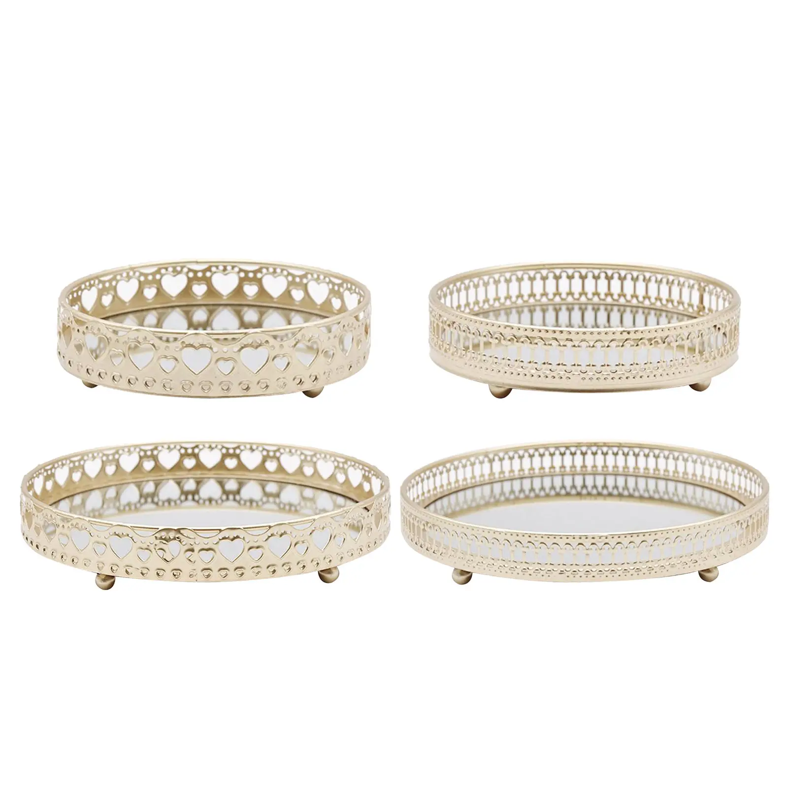 

Золотой изысканный поднос для хранения ювелирных изделий, стеклянная зеркальная основа, поднос для хранения красоты, макияжа, Настольная К...