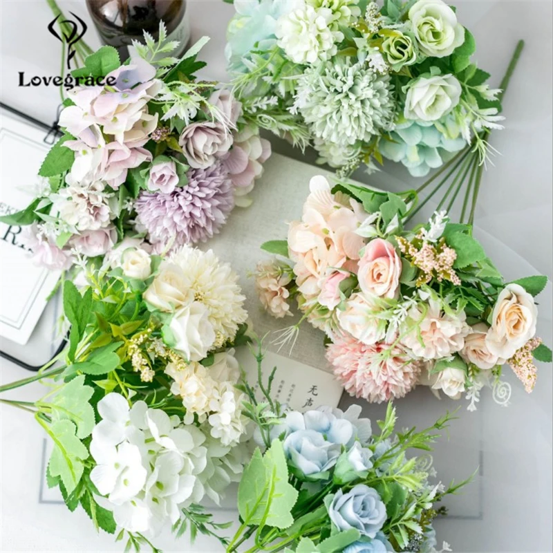 Lovegrace искусственный Шелковый цветок Гортензия Свадебный украшение для