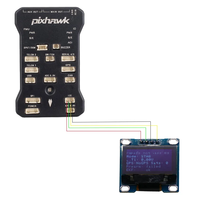 OLED дисплей OSD для Pixhawk 2.4.8 PIX PX4 управления полетом состояние полета подключено к