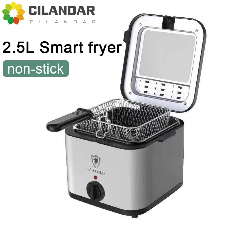 Electric Deep Fryer 2.5L French Frie Frying Machine Oven Hot Pot Fried Chicken Grill Adjustable Thermostat Kitchen Cooking