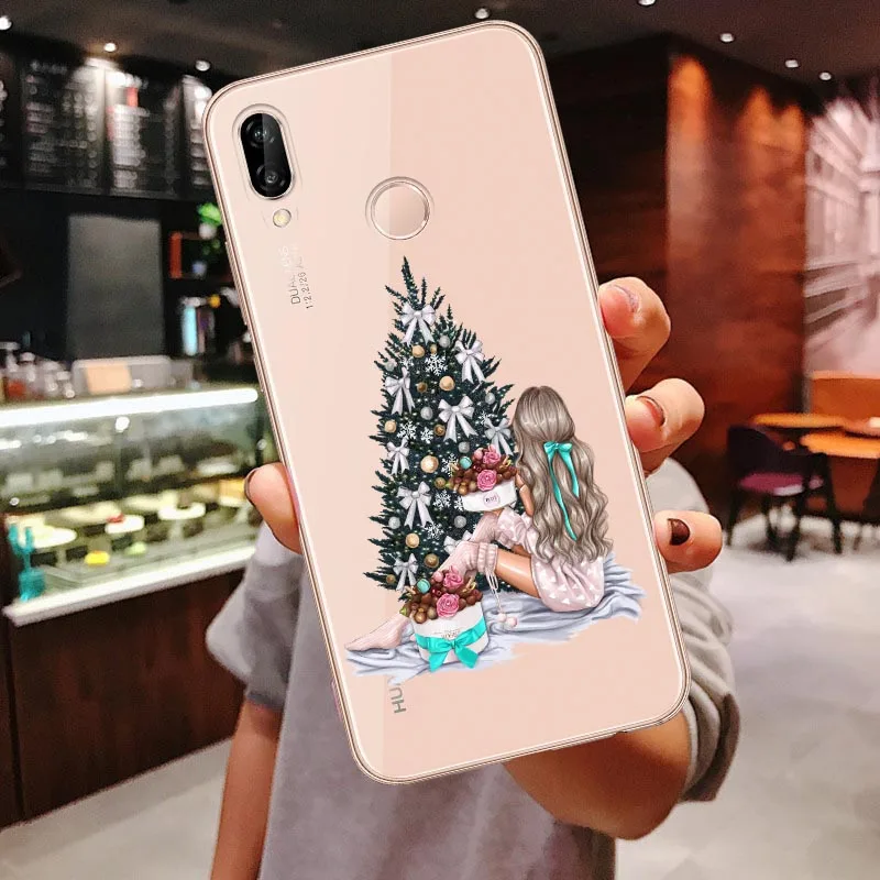 TPU Clear Soft Case For Huawei P30 Lite P30 Pro P20 Lite P20Pro Mate 10 20 Pro Mate 20 Lite Black Brown Hair Baby Mom Girl Cover - Цвет: TPU