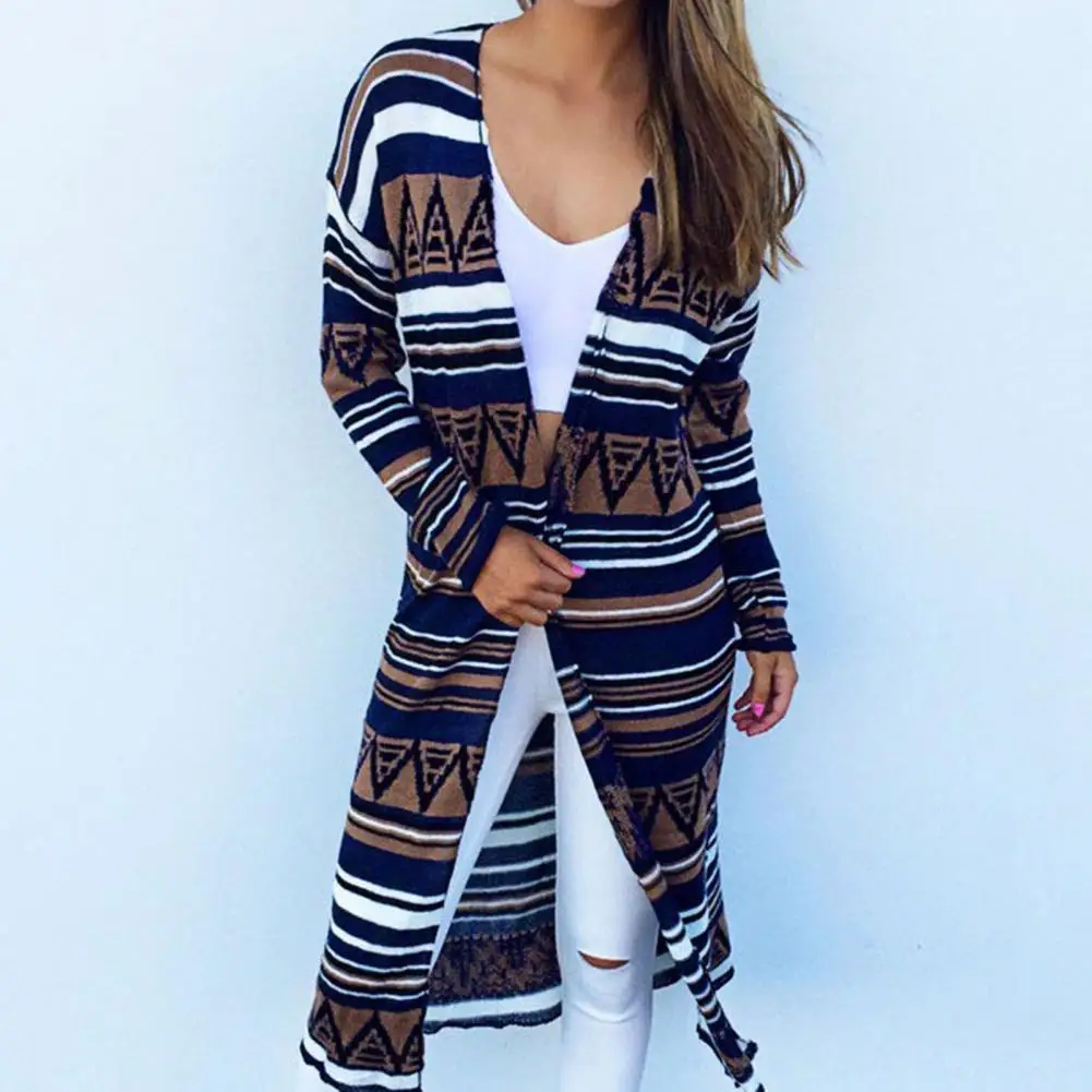 

2021 Fashion Women Cardigan Coat Geometry Printed Summer Coat Shawl Kimono Cardigan Long Sleeve Style for Office