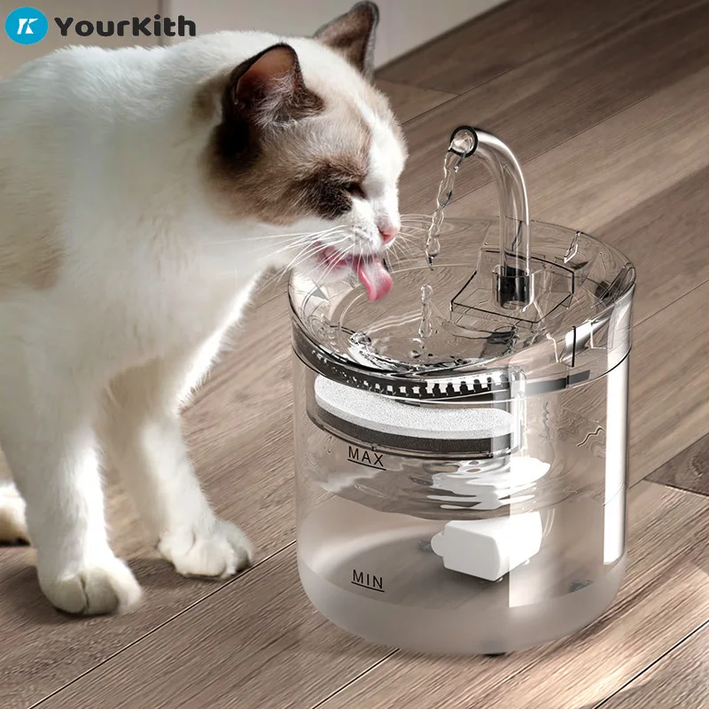 YourKith-filtro de Fuente de Agua para Gato, dispensador de Agua automático inteligente,...