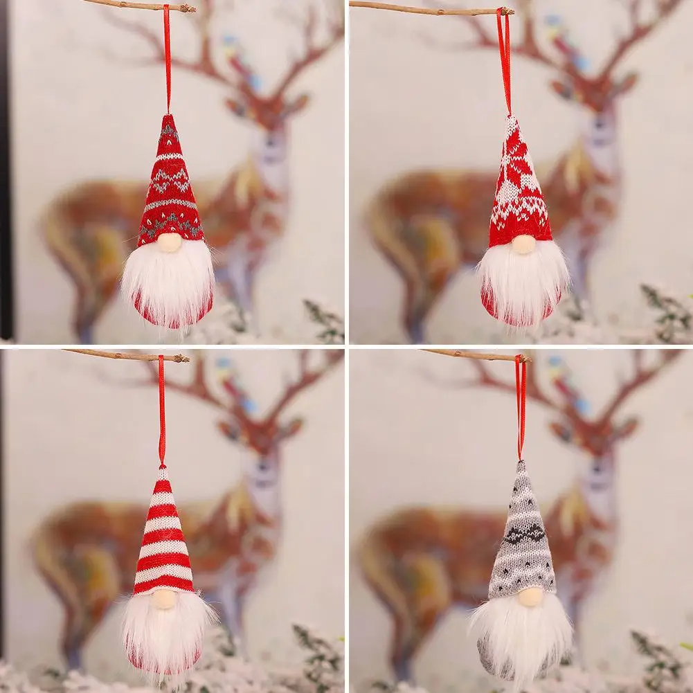

1pc Christmas Doll Christmas Decorations Knitted Wool Gift Tree Forest Pendant Christmas Doll Man Charm Decoration Faceless S4Z0