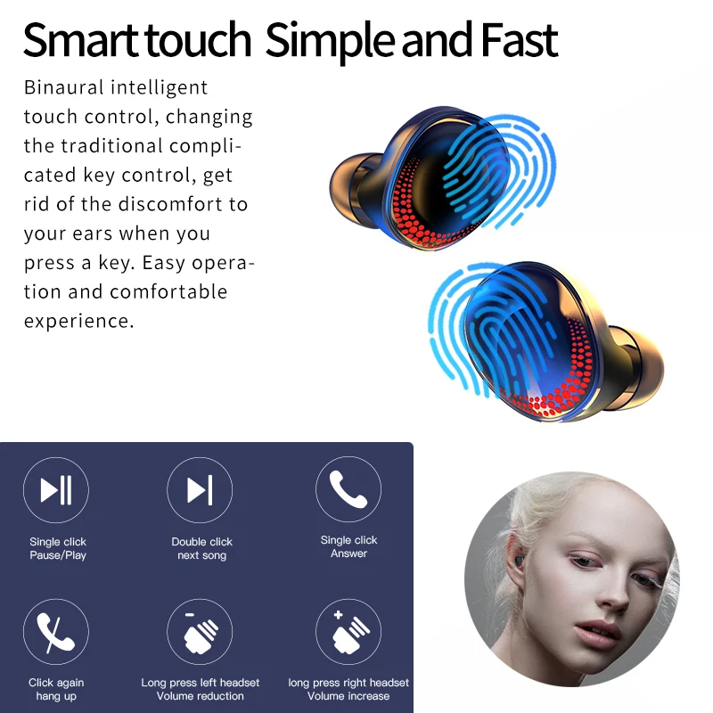 

Wireless Earphone Bluetooth 5.0 High Quality 9D HIFI Stereo Earphones Waterproof 3000mAh LED Charging Case Wireless headphones