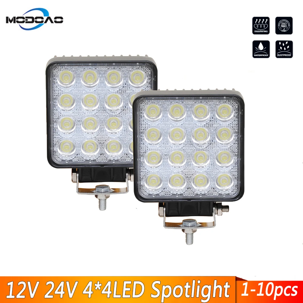 

Modoao 10Pcs 48W LED Work Light Offroad Car 4WD Truck Tractor Boat Trailer 4x4 ATV SUV 24V Spot Flood 4.2'' LED Driving Light