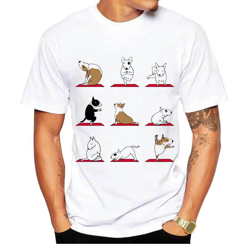 2019 животное йога мужские модные бостонские терьеры Футболка короткий рукав