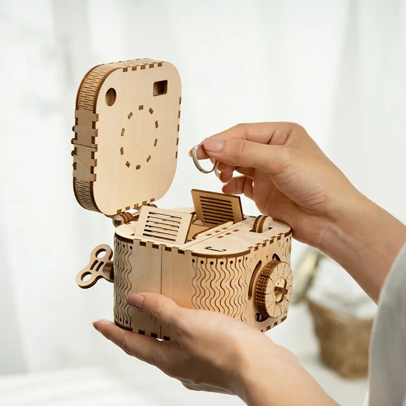 DIY 3D деревянная головоломка коробка для хранения пароль коробка для сокровища сборочная Модель Строительный набор игрушки для детей рождественские подарки на день рождения