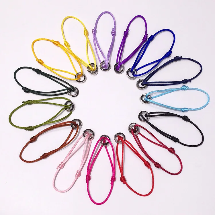 

J.hanghe Adjustable Rope Stainless steel Women Bracelets For Brand Women Classic Jewelry three circle Multicolored rope Bracelet