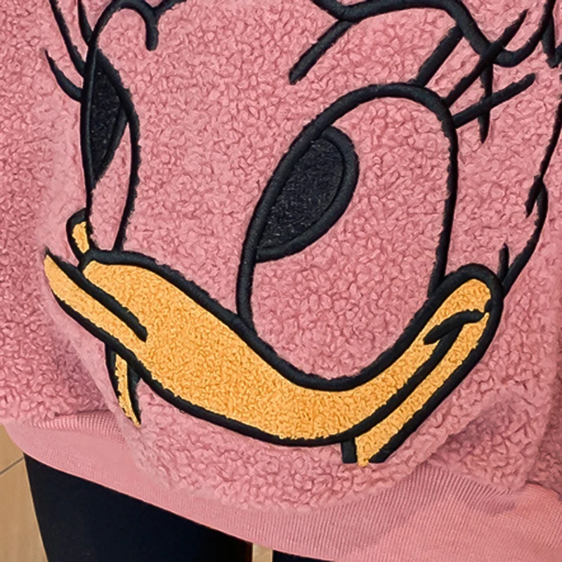 Зимние теплые толстовки с капюшоном Disney женская одежда вышивкой Дональд Дак и