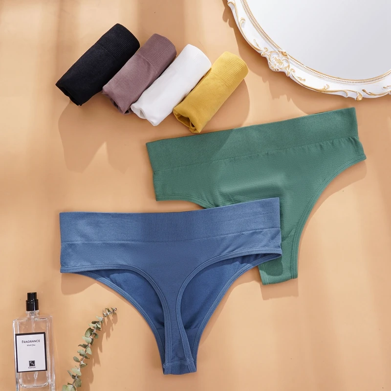 Трусики-стринги женские хлопковые бесшовные однотонные | Женская одежда