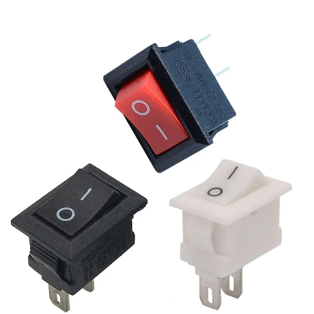 15pcs Mini Rocker Switch SPST Black and Red Snap in Switches Button AC 250V 3A / 125V 6A 2 Pin I/O 10*15mm On-off KCD11 | Обустройство
