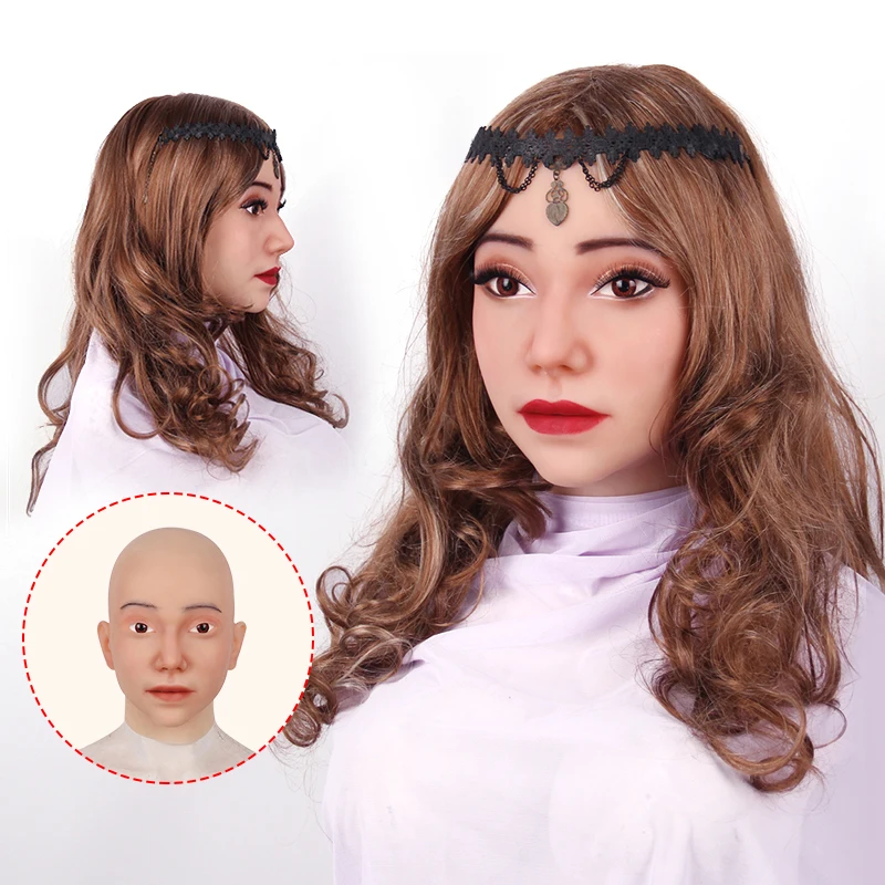 Силиконовая женская маска Realistis мягкий кросплей цветной головной убор для