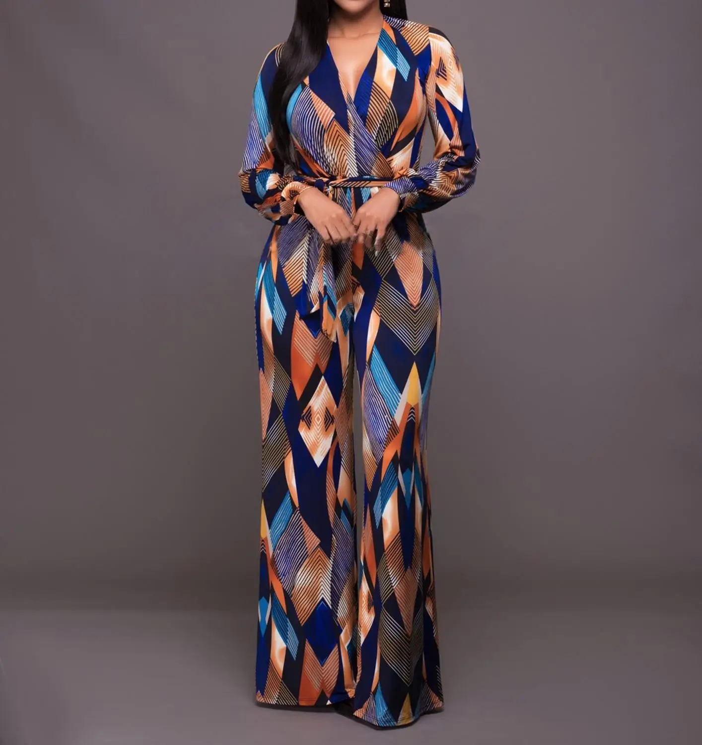 Весенние женские с длинными рукавами и принтом Комбинезоны Модные боди широкие