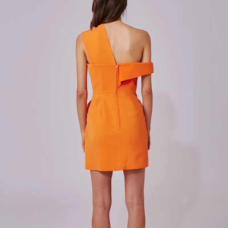 

GALCAUR Sexy Ruched Party Dress Female Asymmetrical Collar Off Shoulder Large Size Mini Dresses Women Clothes 2020 Fashion New