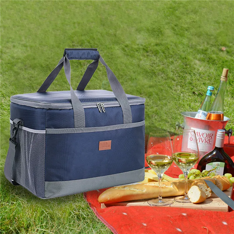 

Portable Thermal Cooler Bag Picnic Food Beverage Drink Fresh Keeping Organizer Insulated Lunch Box Zipper Tote Accessories Case