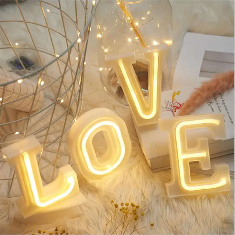 16CM Height 3D White Letters Wedding Decoration Ornaments 0-9 Numbers LED Light Indoor Wall Hanging Birthday Party Xmas Decor