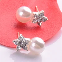 new korean statement snowflake pearl stud earrings for women fashion vintage 2021 female jewelry
